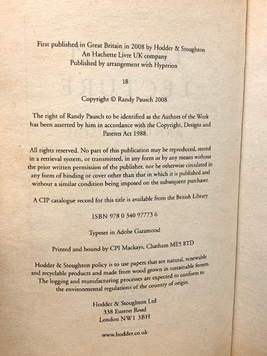 洋書 The Last Lecture HODDER Randy Pausch with Jeffrey Zaslow