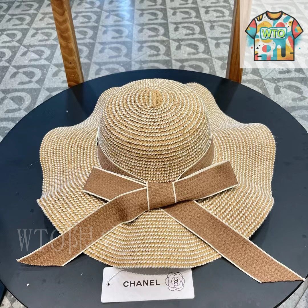 ★プレ春夏★【CHANEL】シャネルパールプリント ボブハット シャネル（Chanel）フリル パールデザイン 大きなつばの