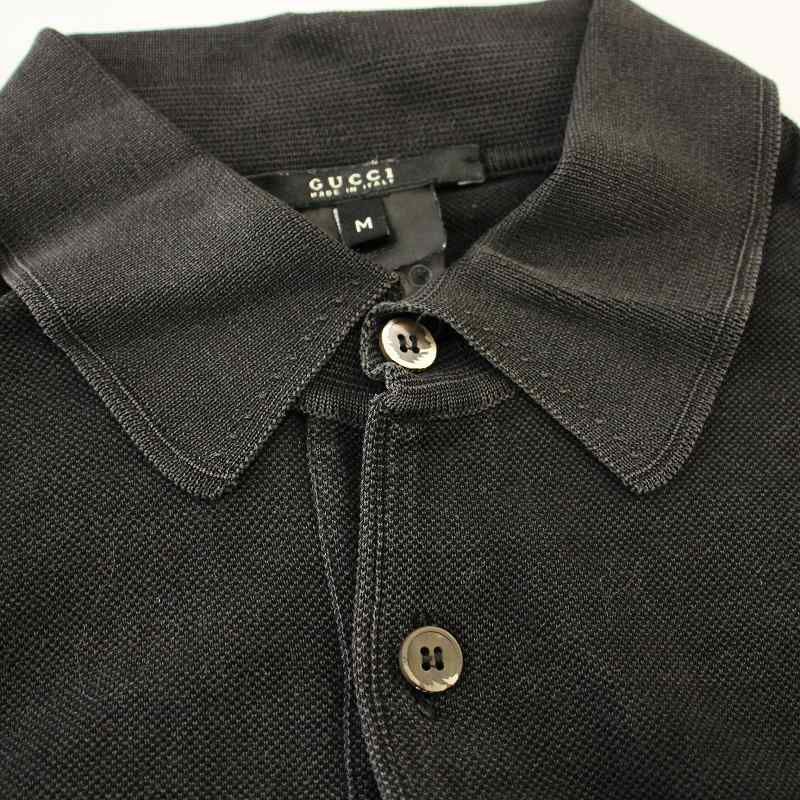 グッチ GUCCI ポロシャツ 108636-Z1121 半袖 鹿の子 ロゴ M 黒 グッチ GUCCI ポロシャツ 108636-Z1121 半袖 鹿の子 ロゴ M 黒