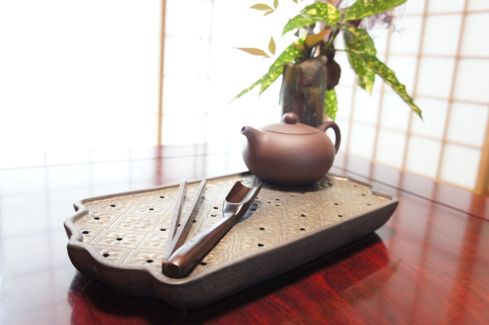 Tea ceremony raw ceramic tray Tianmu glaze 中国茶器 茶道具 茶盤 壺承 瓶床 茶台 泡茶 茶壺 茶杯