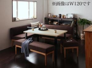 ダイニングセット（テーブルu0026ソファ ベンチ スツール） モダンカフェ風リビングダイニングセット 6人 5点セット(テーブル+ソファ1脚+アームソファ1脚+ベンチ1脚+スツール1脚) 左アーム W150