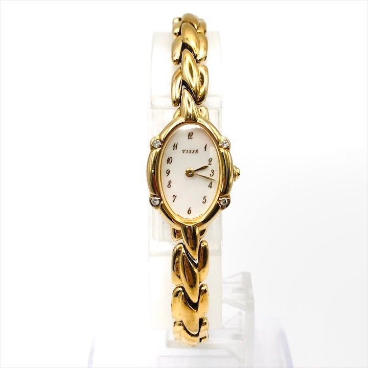 SEIKO セイコー 4Pダイヤ ラウンド クオーツ QZ レディース 腕時計 ウオッチ ゴールド ホワイト 文字盤 アナログ a10336