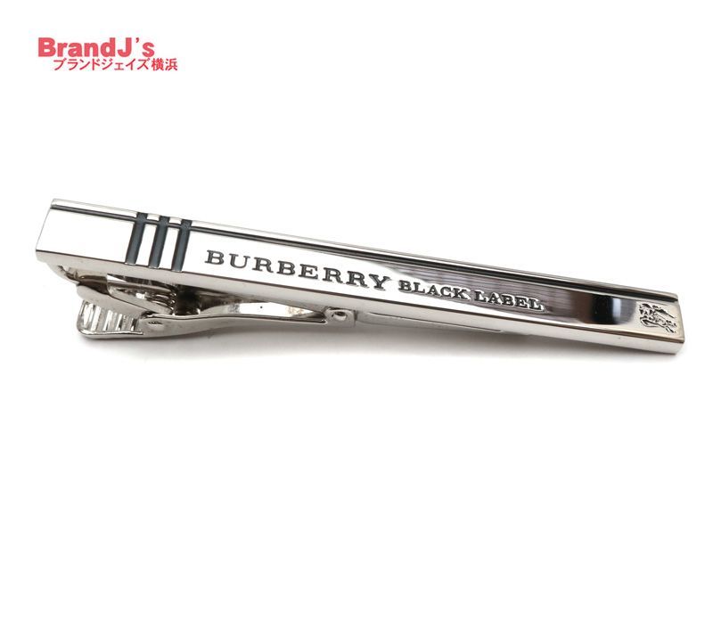 バーバリー BURBERRY ネクタイピン ブラックレーベル BLACK LABEL シルバー×ブラック ストライプ |33822
