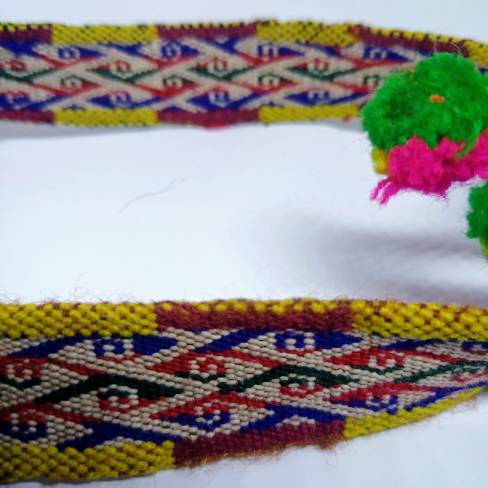 ボリビアポトシ手編みベルトアンティーク骨董原子織カメラストラップ アンデス工芸品