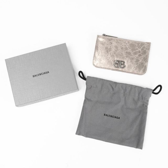 BALENCIAGA シルバーコインケース バレンシアガ コインケース カードホルダー レザー ベージュ