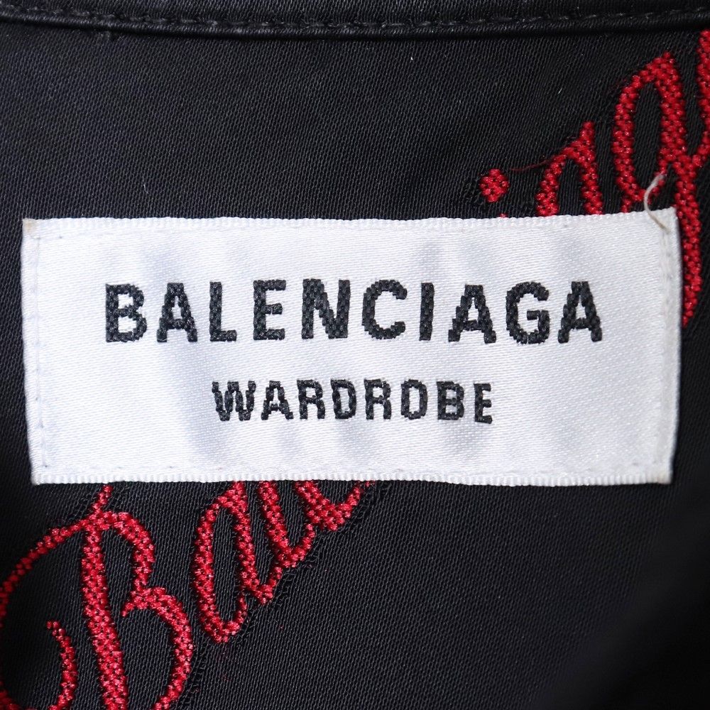 BALENCIAGA ロゴ刺繍　オーバーサイズシャツ　ブラック　黒　34 Balenciaga オーバーサイズ シャツ | ブラック | FARFETCH JP