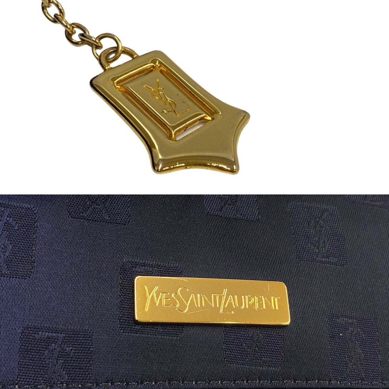 極 美品 YVES SAINT LAURENT イヴ・サンローラン ロゴ 金具 チャーム