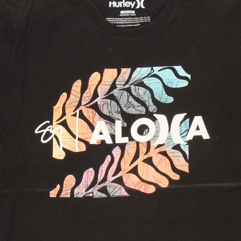 Hurley ALOHA T-SHIRT ハーレー アロハ Tシャツ プリントTシャツ サーフ サーファー USA ハワイ【Hurley ハーレー USED 半袖Tシャツ Tシャツ トップス カットソー ユニセックス BLACK ユーズド】