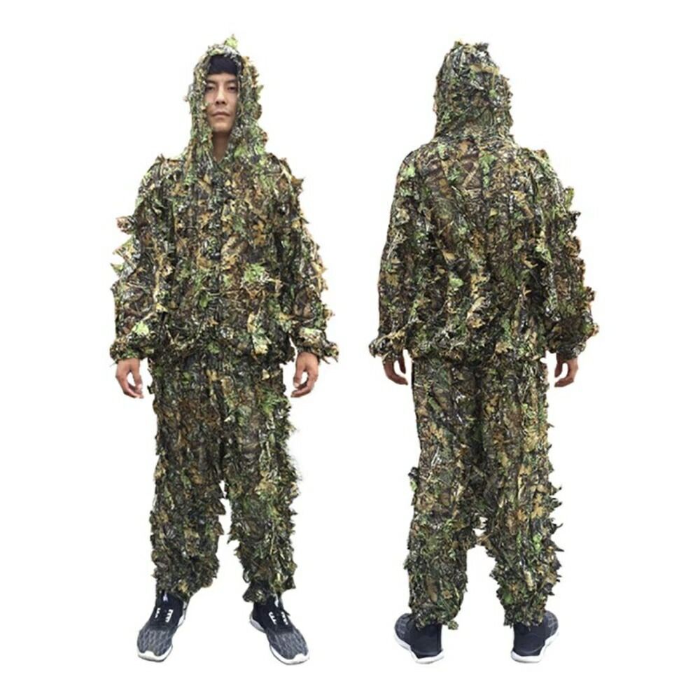 スナイパー　実物服使用　ギリースーツ　上下セット サバゲー ギリースーツ 戦闘服 上下セット フード付 2点