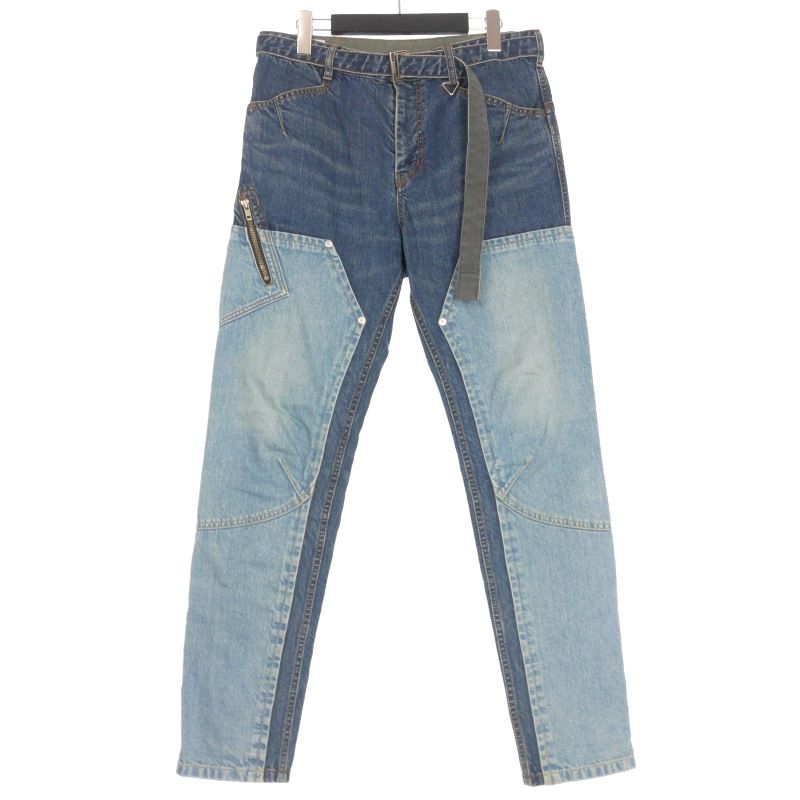 サカイ sacai ベルテッド ドッキングデニムパンツ ジーンズ 2 インディゴ 21‐02513Ｍ