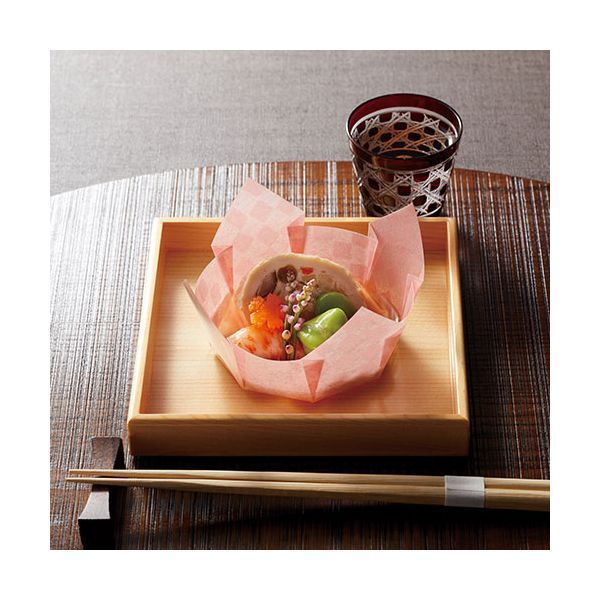 ヤマコー 用美 業務用 OP市松珍味入 大B 紅梅色 100枚入 yamaco66666