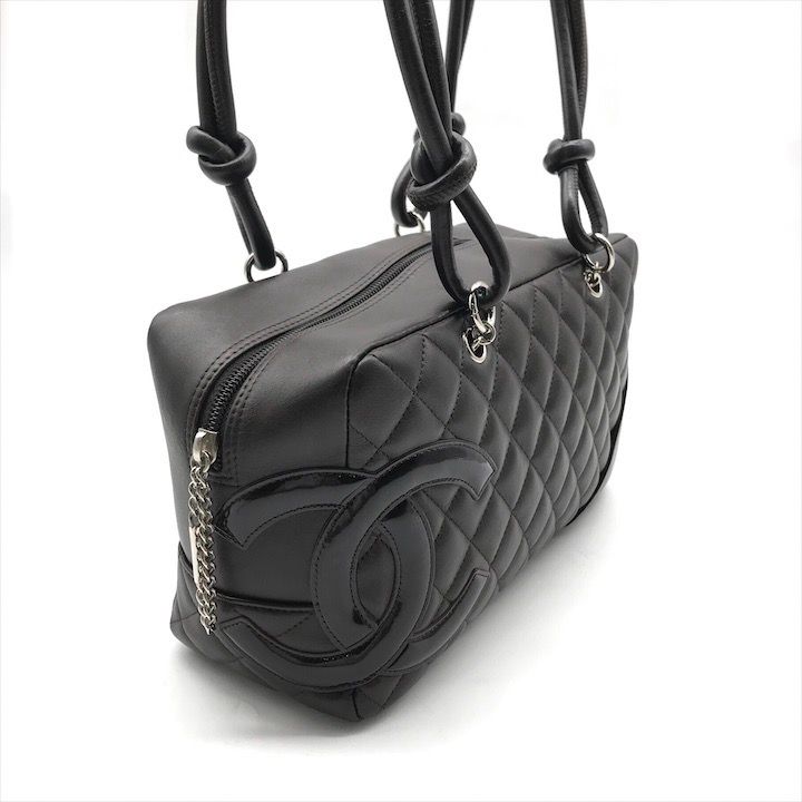 美品 CHANEL シャネル ココマーク カンボン レザー エナメル ショルダー ボーリング バッグ レディース ファッション小物 ブラウン a7872 CHANEL - 美品 CHANEL シャネル ココマーク カンボン レザー エナメル