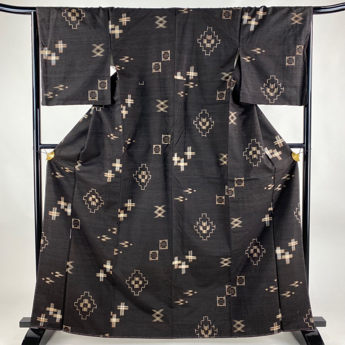 訪問着 身丈163cm 裄丈66.5cm M 袷 落款 草花 流水 青 正絹 秀品  