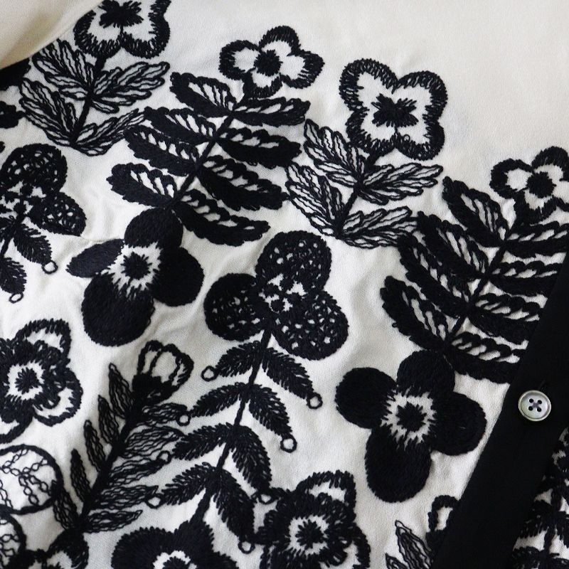  2025 AW ミナペルホネン mina perhonen swing garden 刺繍 シルクウール長袖シャツ 38 エクリュ┃ブラウス 長袖 シャツ ブラウス