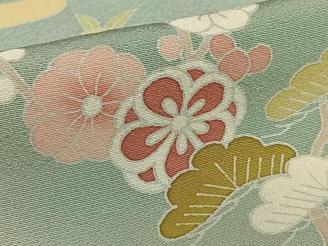 訪問着 松竹梅 色鮮やかな花模様 東雲色 金彩 しつけ糸 K-4566 訪問着 松竹梅 色鮮やかな花模様 東雲色 金彩 しつけ糸 K-4566