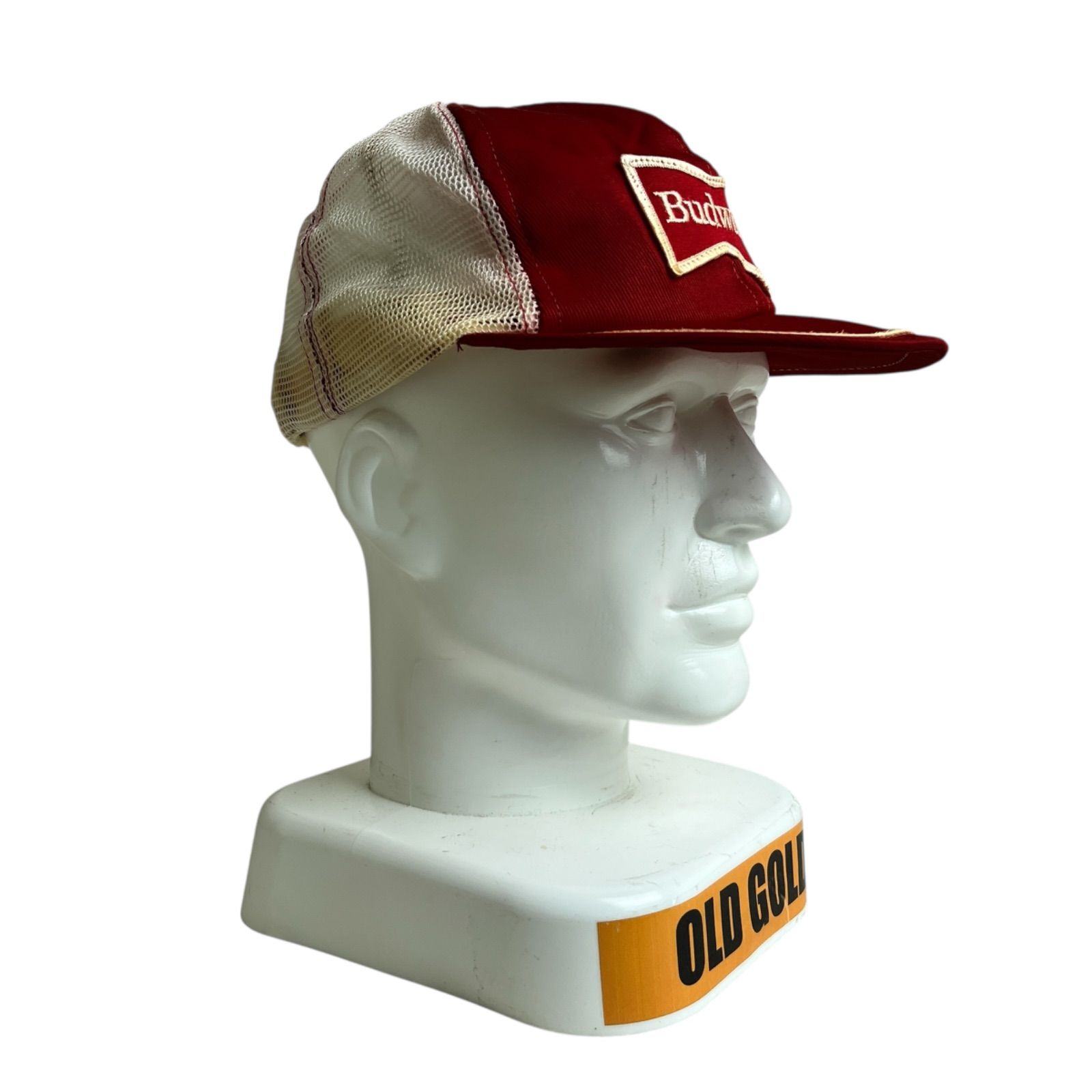 キャップ|帽子 80s アメリカ製 Budweiser バドワイザー ワッペン 刺繍ロゴ レッド 赤 ホワイト 白