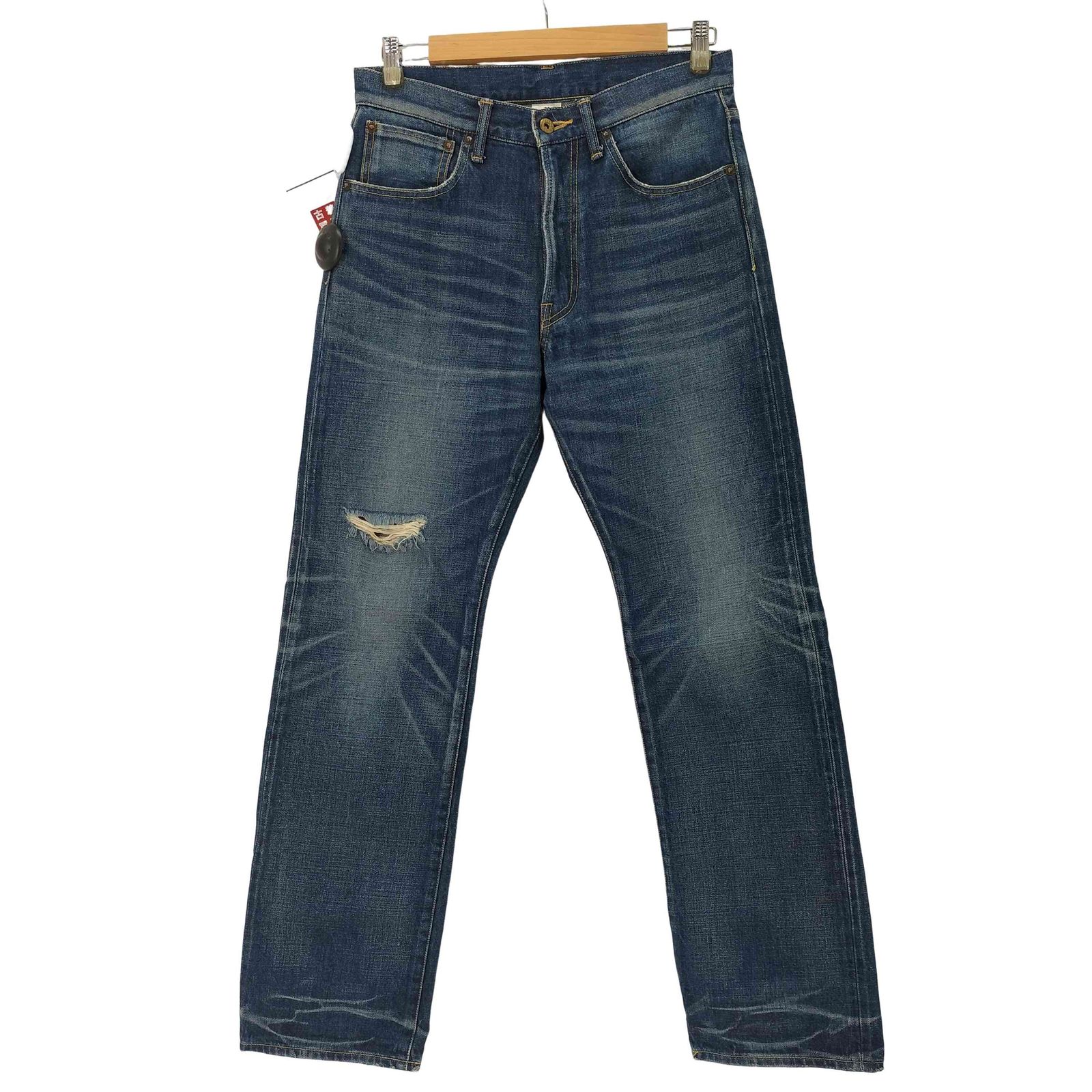 【CALEE】ダメージ加工 ストレートデニム ダークブルー XL CALEE】ダメージ加工 ストレートデニム ダークブルー XL