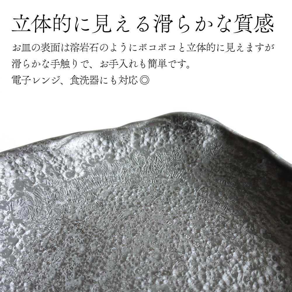美濃焼 和モダン 変形皿 溶岩石風プレート お皿 日本製 刺身鉢