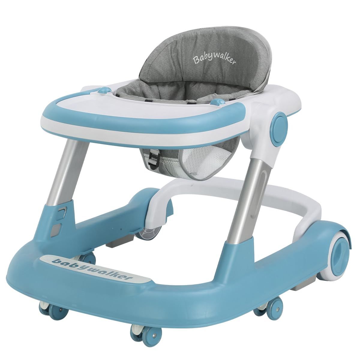 在庫セール 歩行器 2in1 ベビーウォーカー 赤ちゃん UBRAVOO 折りたたみ 高さ調整 手押し車 横転防止 コンパクト 収納便利 ベビー用品 おしゃれ 出産祝い プレゼント 6～18か月 ブルー