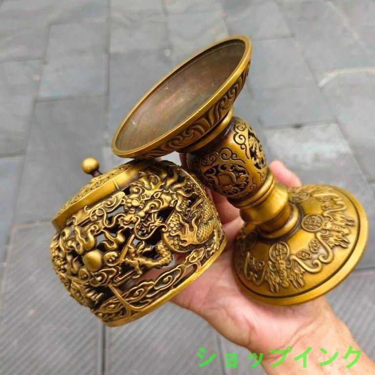 銅 細工 透かし彫り 双龍香炉 銅香炉 仏具 茶道具 香道具 工芸品 置物 銅 細工 透かし彫り 双龍香炉 銅香炉 仏具 茶道具 香道具 工芸品