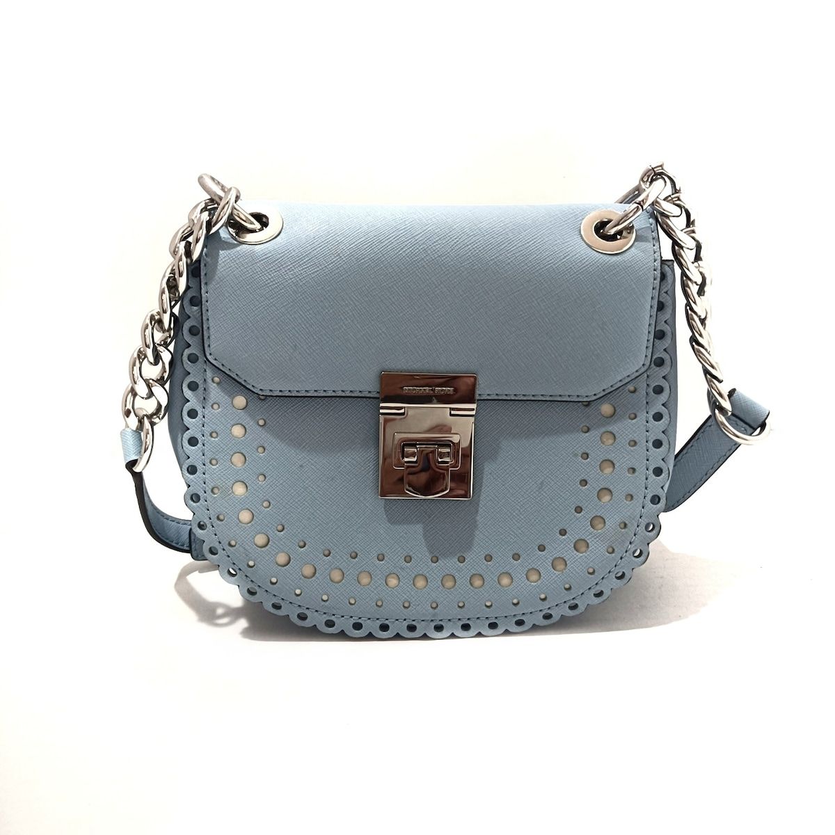 MICHAEL KORS マイケルコース ショルダーバッグ - ライトブルー パンチング レザー