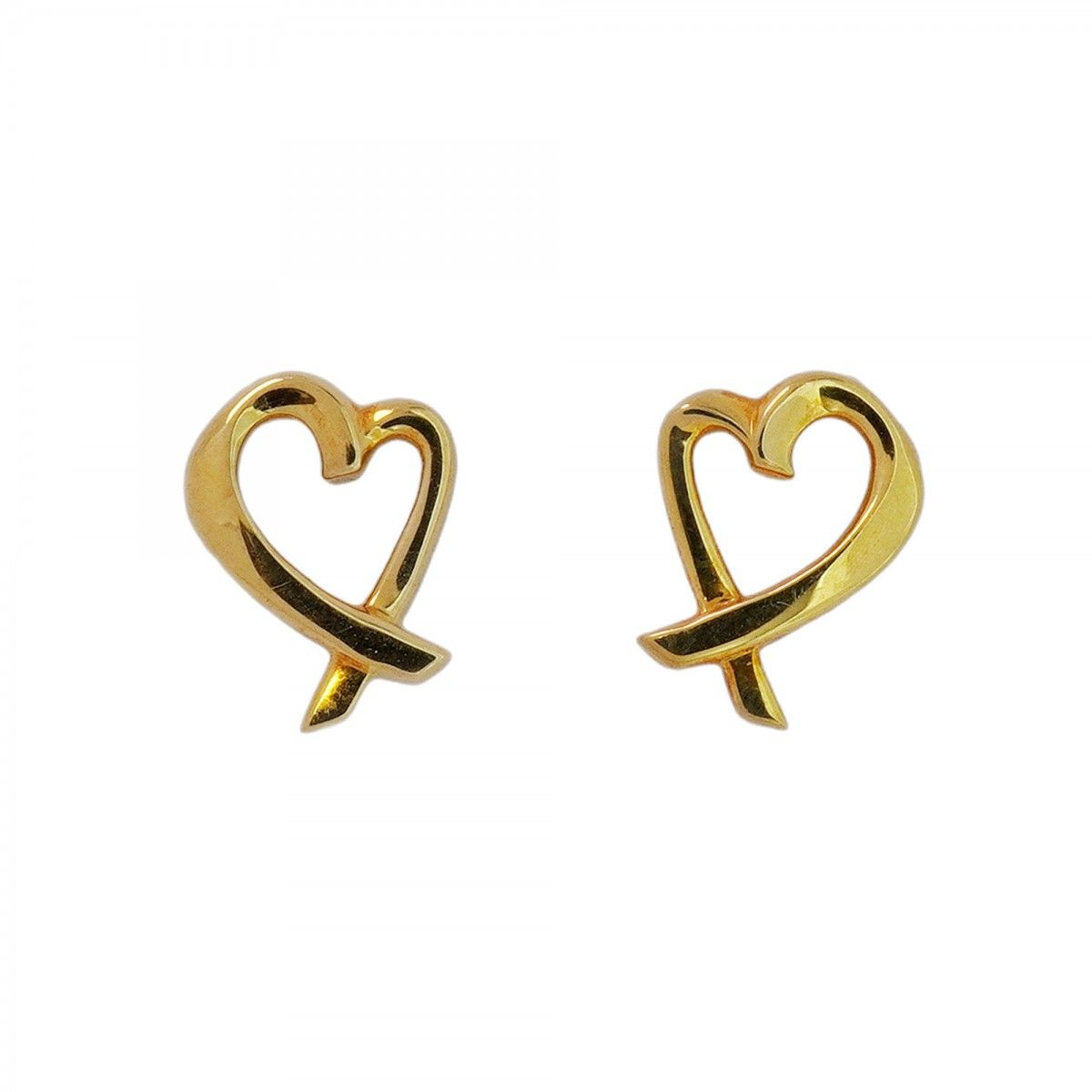 5jeb0312】ティファニー ピアス ラビングハート K18YG イエロー  