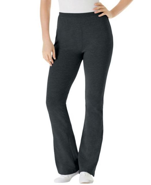 送料無料 ウーマン ウィズイン レディース レギンス ボトムス Plus Size Within Stretch-Cotton Knit Pull-On Bootcut Leggings Heather charcoal