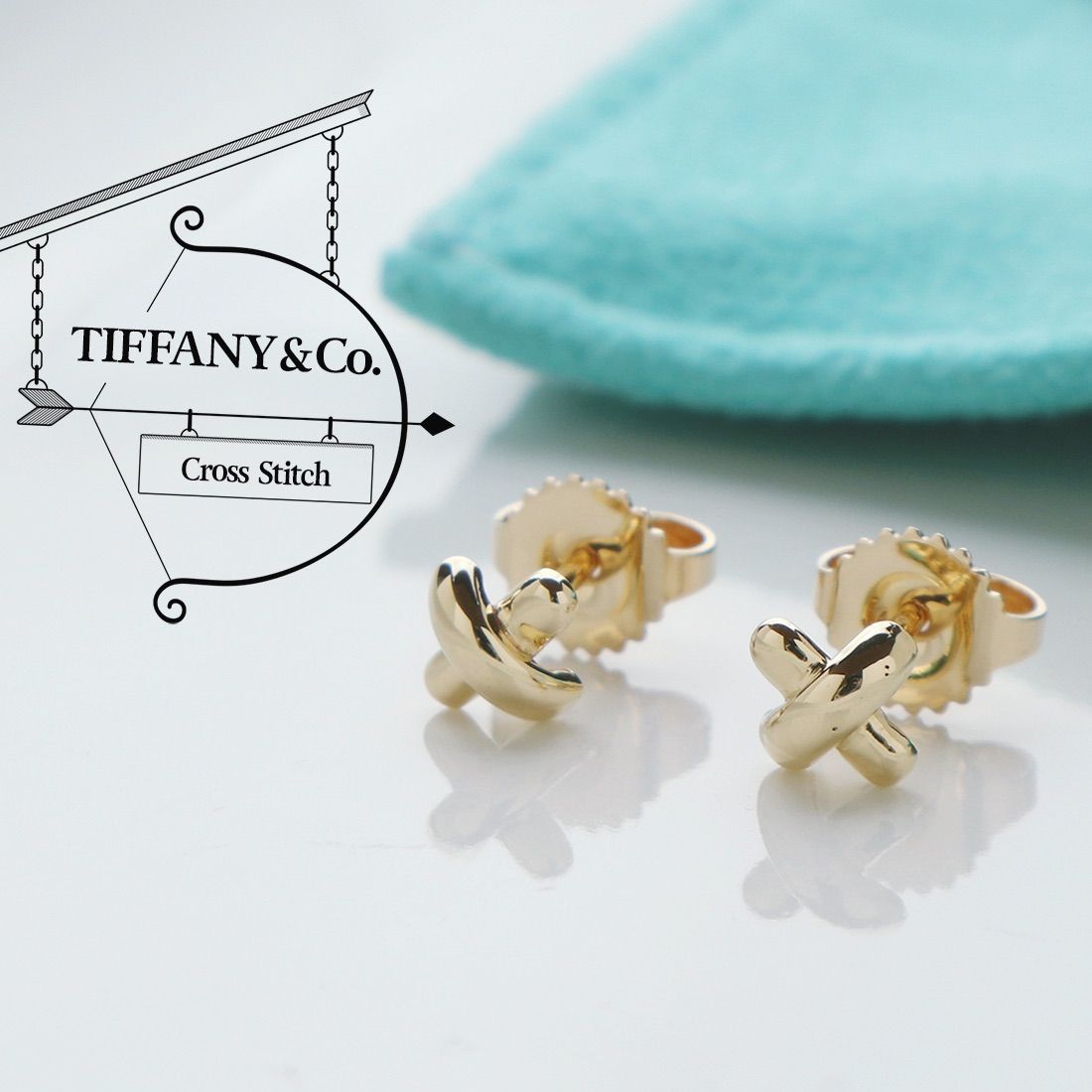 Tiffany&Co. ティファニー ピアスシグネチャー クロスK18/シルバー Tiffany&Co. ティファニー ピアスシグネチャー クロスK18