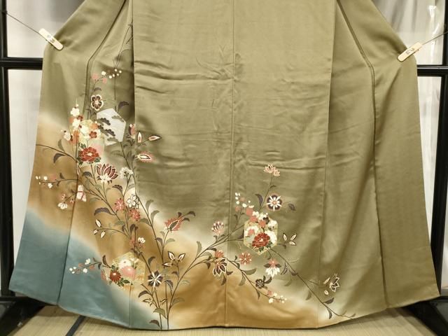 平和屋着物□訪問着 亀甲枝花文 暈し染め 金彩 正絹 逸品 CAAV4128in  