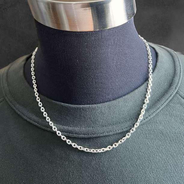 50cm シルバー925 ボックスチェーンネックレス メンズ アクセサリー