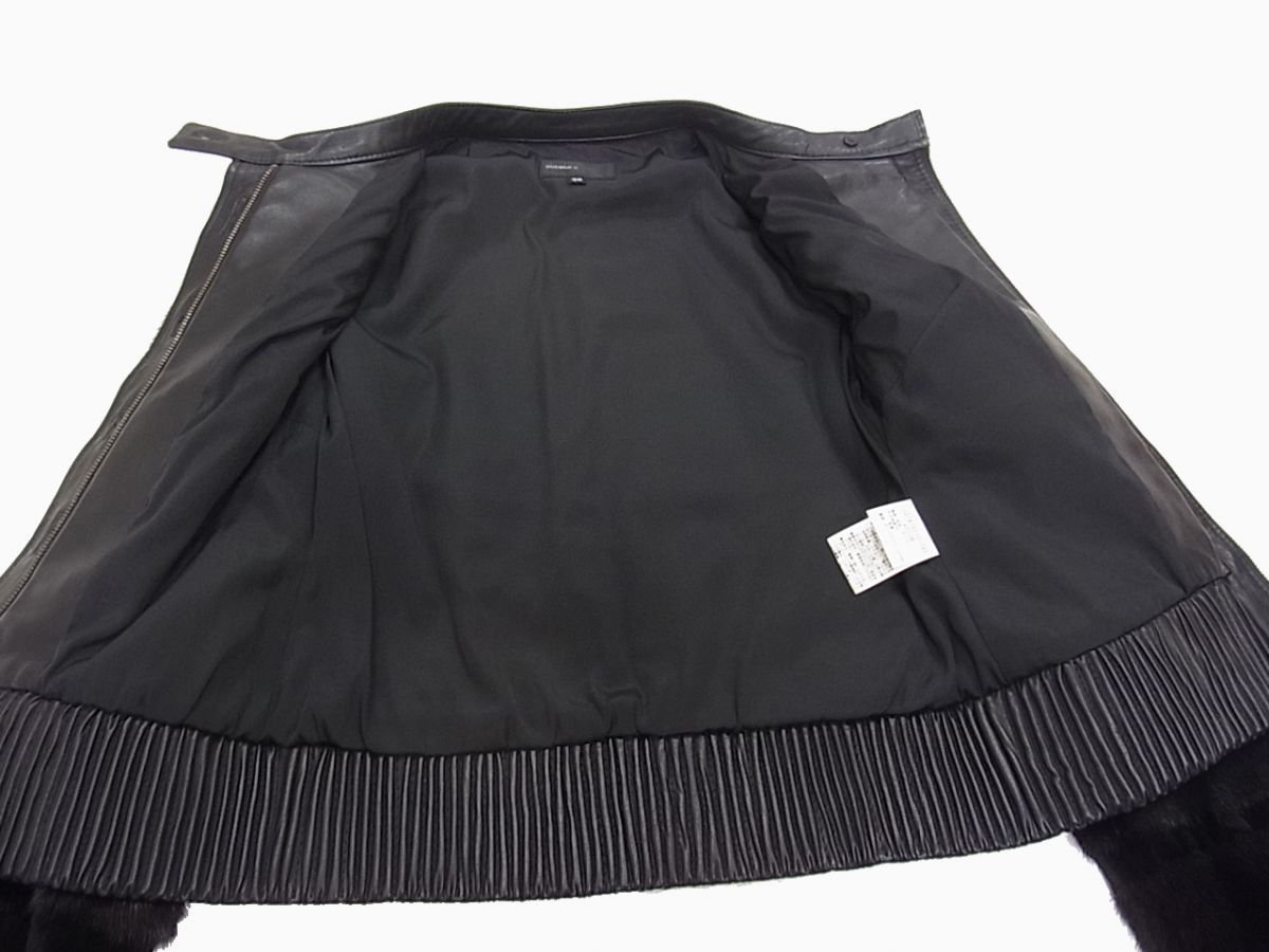 美品 毛皮 羊革◇DOUBLE n ミンク毛皮×ラムレザー ノーカラー 