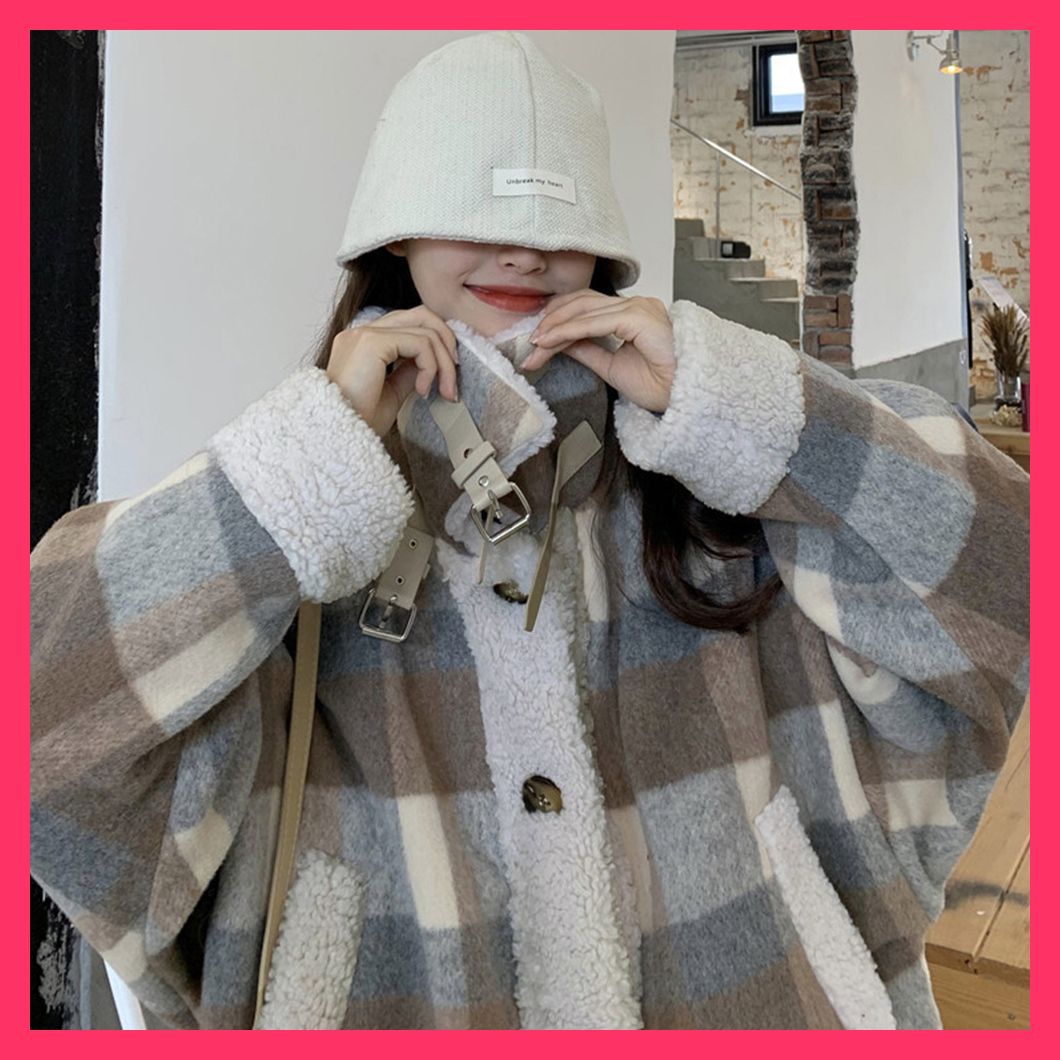 韓国 ボア ブルゾン コート ジャケット チェック レディース 軽くて暖かい♥️ 韓国 ボア ブルゾン コート ジャケット