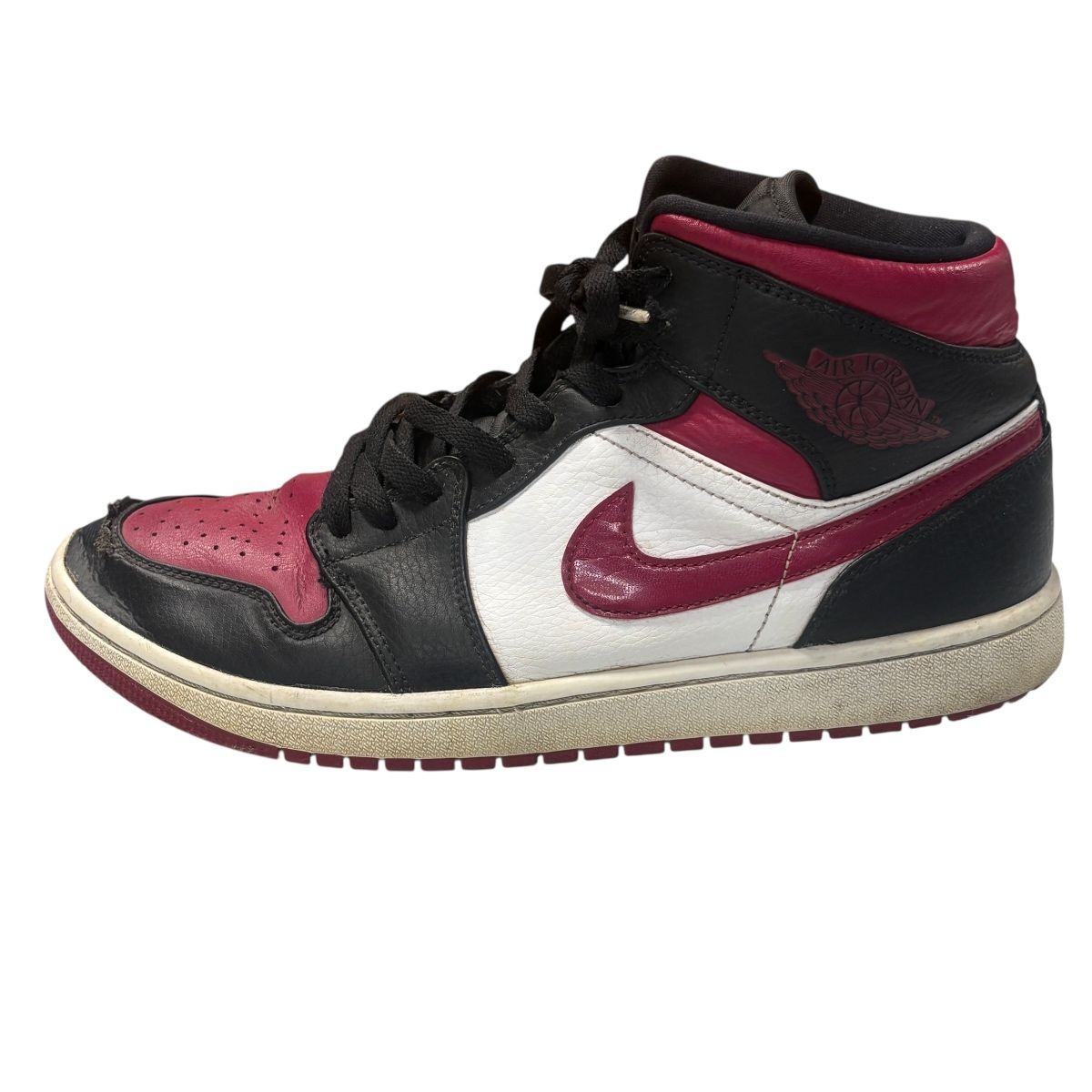 ♪3121 NIKE AIR JORDAN 1 MID BLACK/RED/WHITE スニーカー 554724-066 