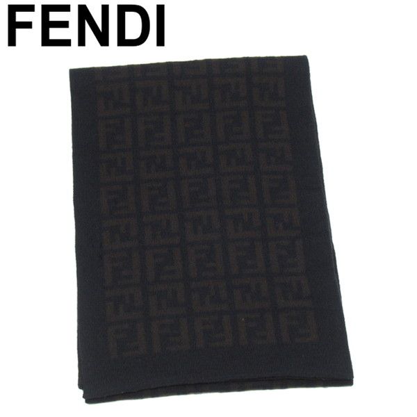 FENDI マフラー　ズッカ　ブラック×ブラウン　リバーシブル　匿名発送 楽天市場】FENDI フェンディ ズッカ カシミヤ マフラー ブラウン