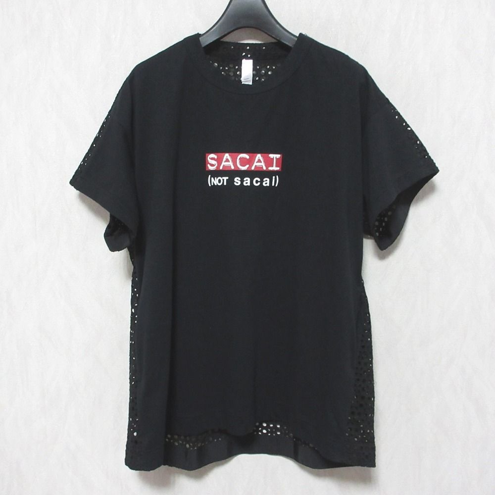 美品 Sacai not Sacai サカイ ×フラグメントデザイン コラボ バックレース ボックスロゴ クルーネック 半袖 Tシャツ カットソー 2  ブラック レディース - メルカリ