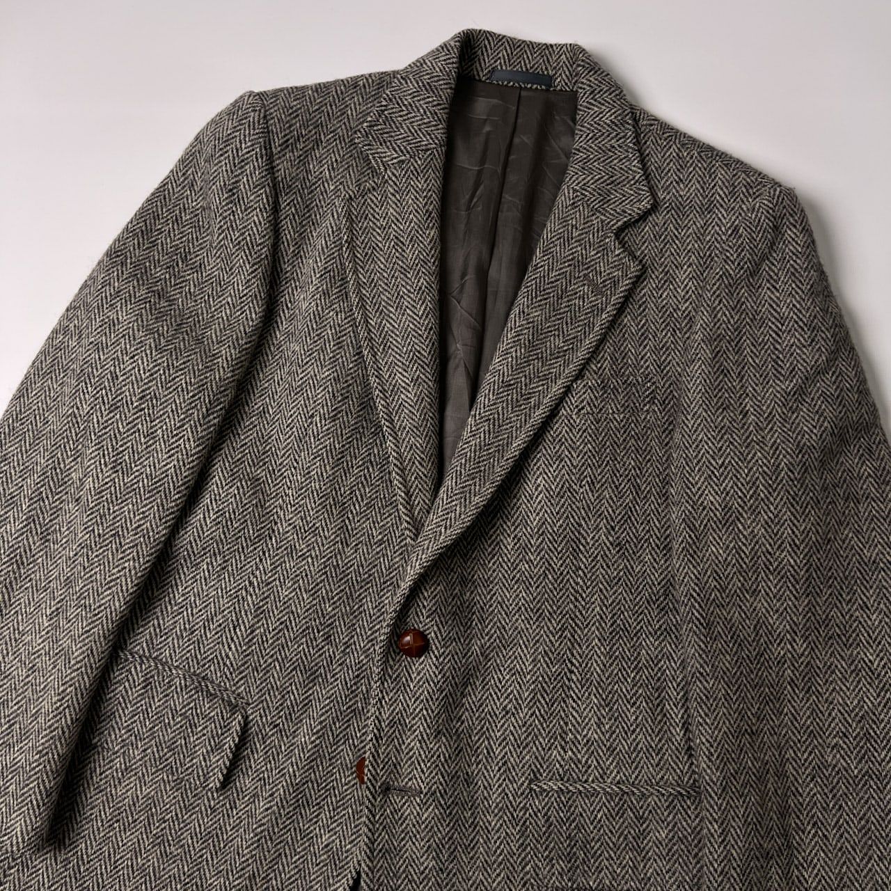 Harris Tweed ハリスツイード USA製 ヘリンボーン くるみボタン 2B 