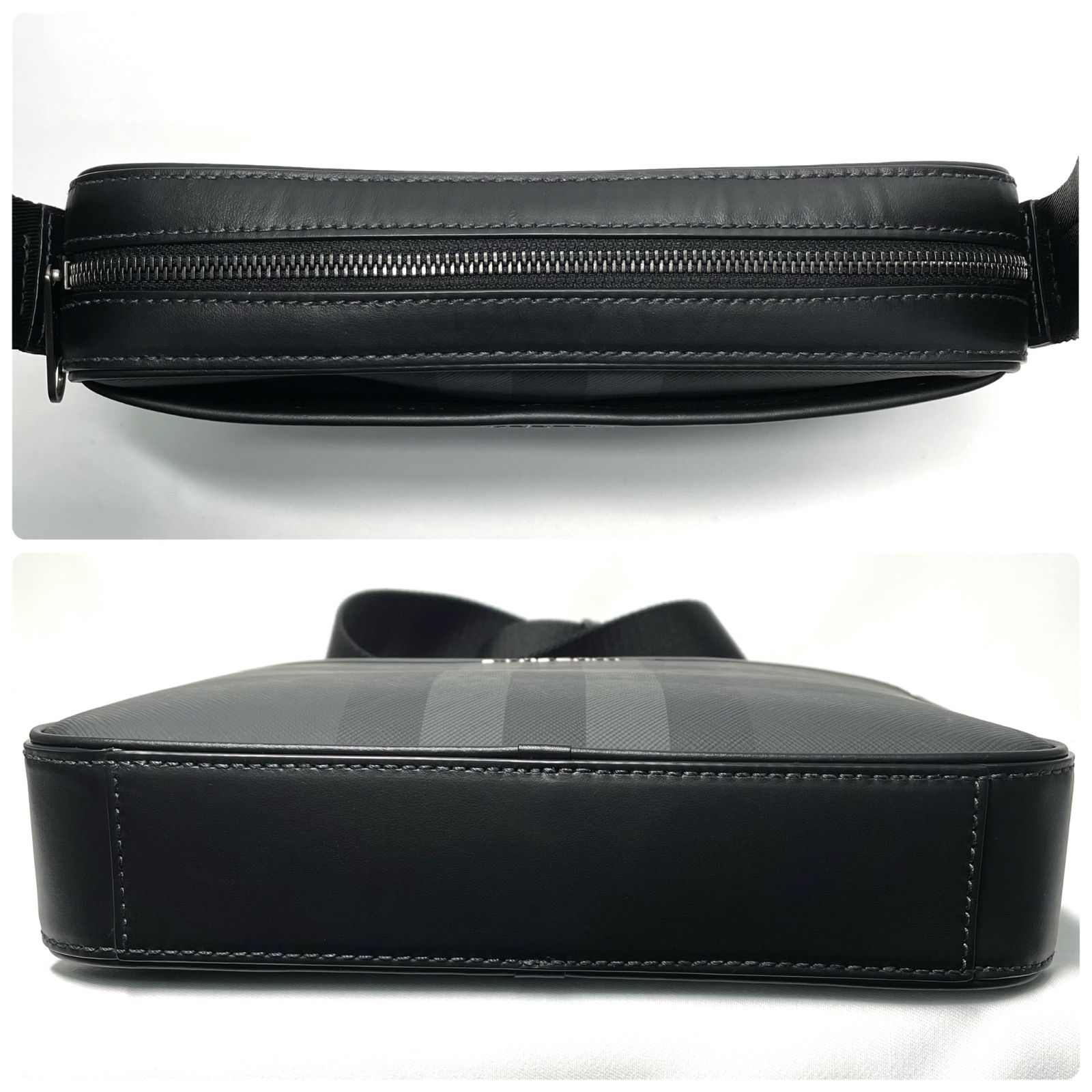 美品】 BURBERRY バーバリー ウーヴンナイロン レザー マズウェル