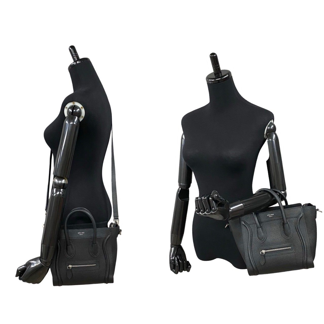 美品》CELINE（セリーヌ）レザー すくな ハンドバッグ ブラック 黒