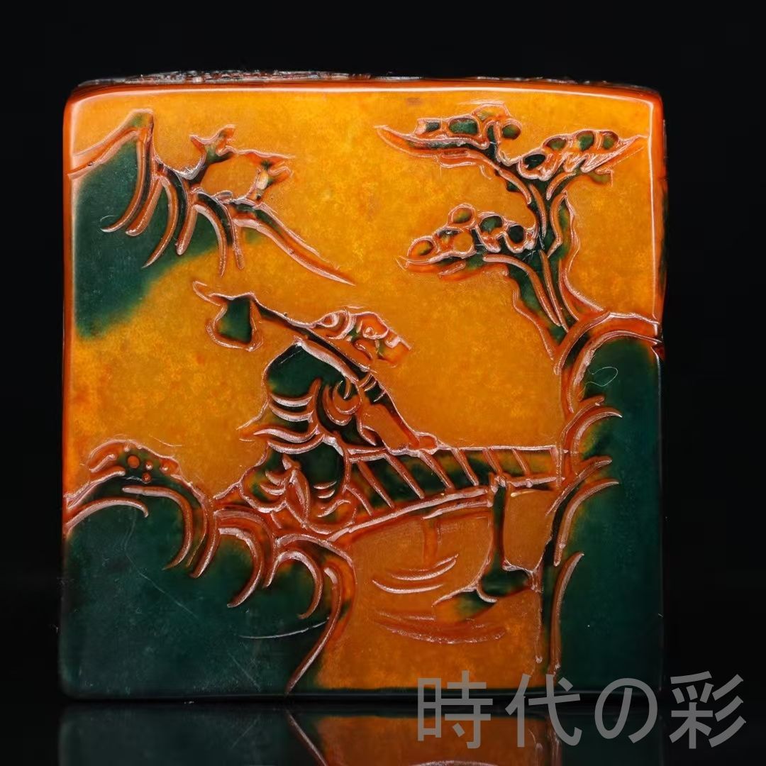 中国古美術 旧蔵 乙未年 篆刻家 黄易作 田黄石 烏鴉皮 博意印章 工芸品