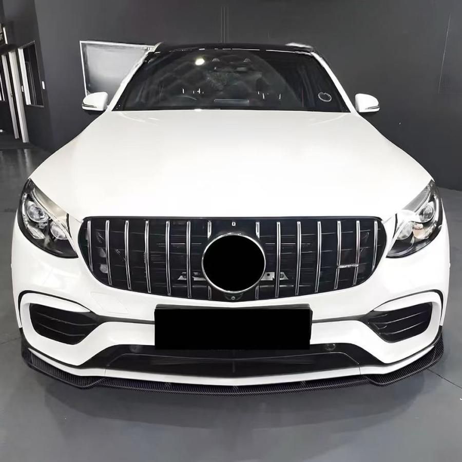 スポーティ全開♪ ベンツ カーボン ルック フロントバンパー リップ スポイラー X253 C253 GLC63 GLC63S GLCクラス SUV クーペ b12106