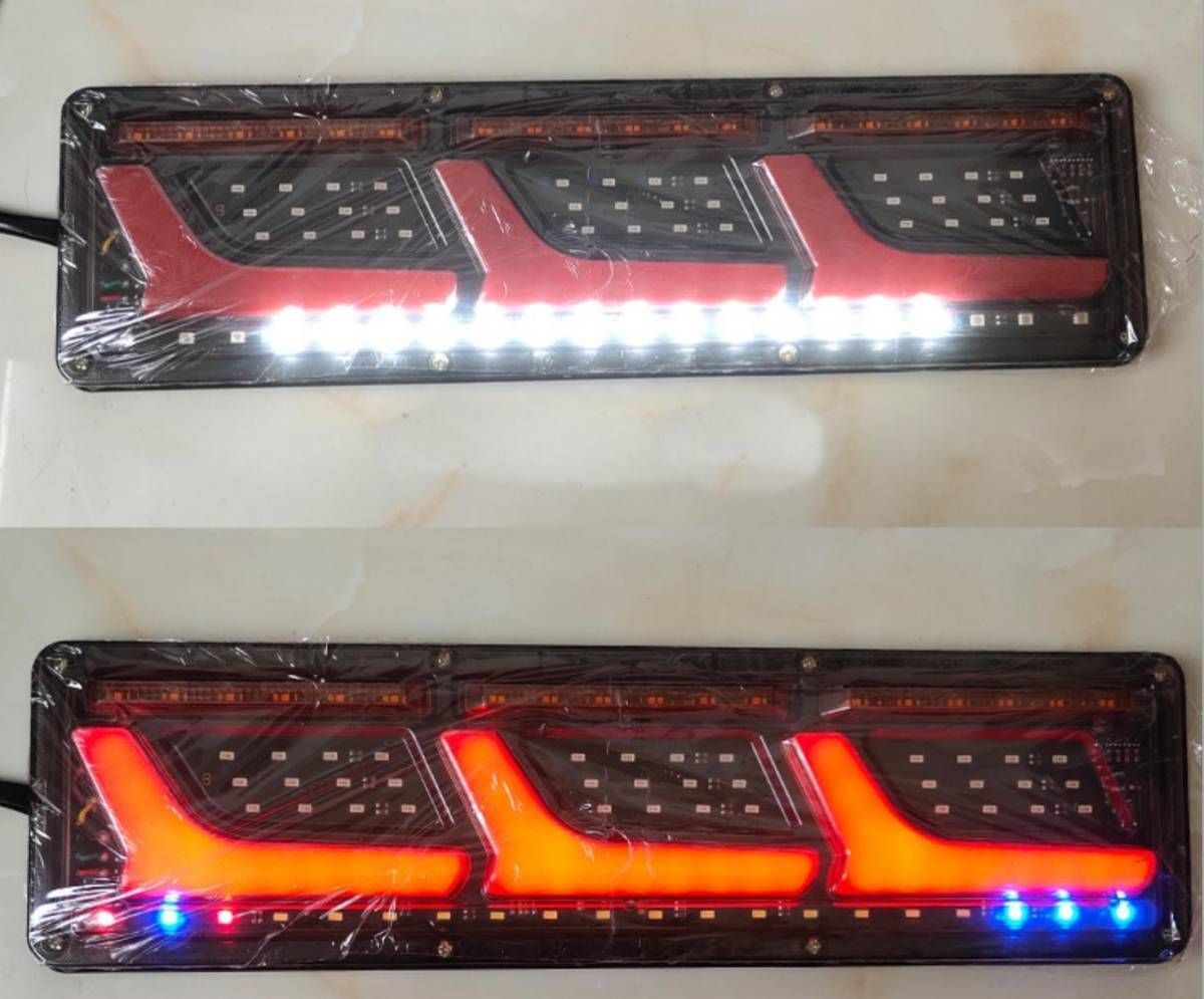 汎用 トラック テールランプ 3連 流れるテールランプ デコトラ点滅 サイドマーカー テール リア ストップ ブレーキ FFCRYSTALESIA_COM