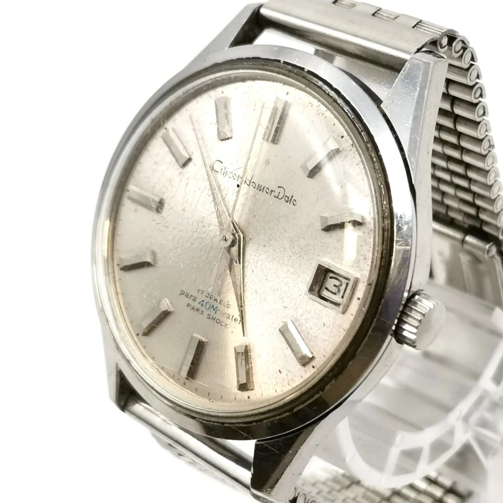 CITIZEN Homer Date Para Water 40M シチズンホーマーデイト パラウォーター 17石 手巻き 81301-SA文字盤シルバー メンズ腕時計 稼働品 風防小キズあり 管理番号KKVHAKO82