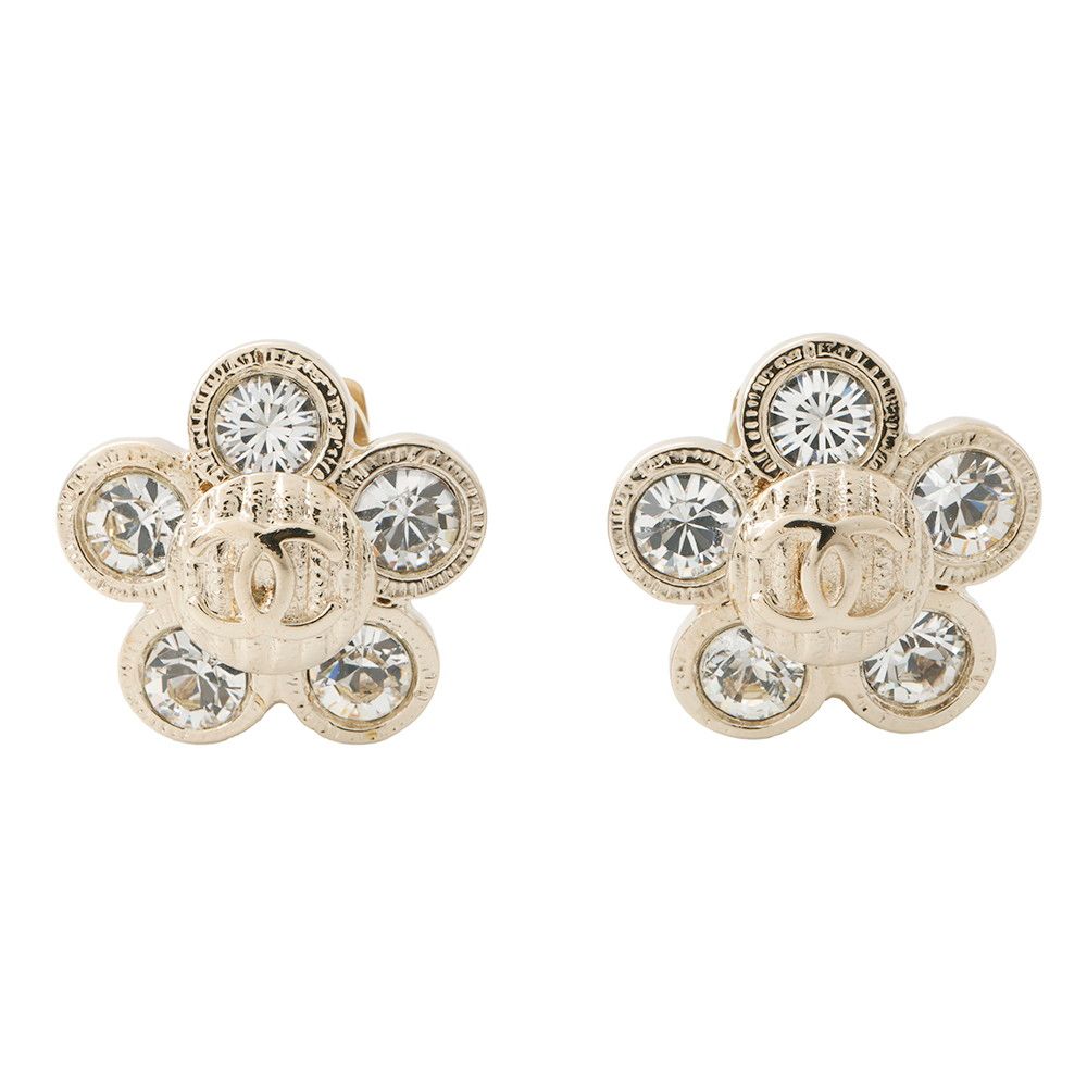 シャネル イヤリング ココマーク フラワー メタル ラインストーン 06A CHANEL アクセサリー