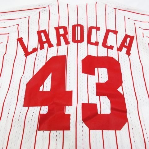 カープ ラロッカ ユニフォーム Lサイズ ミズノ LAROCCA 背番号43 CARP mizuno D-13G4 年代物 広島東洋カープ コレクション 鑑賞用 縦縞ユニフォーム グレッグ ラロッカ E10Z