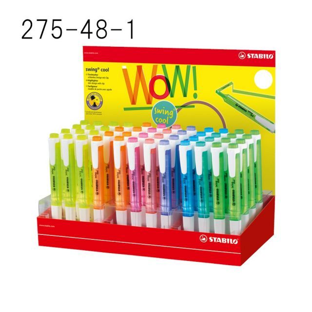 マークス 蛍光ペン スイングクール |スタビロ 48本什器セット 275-48-1