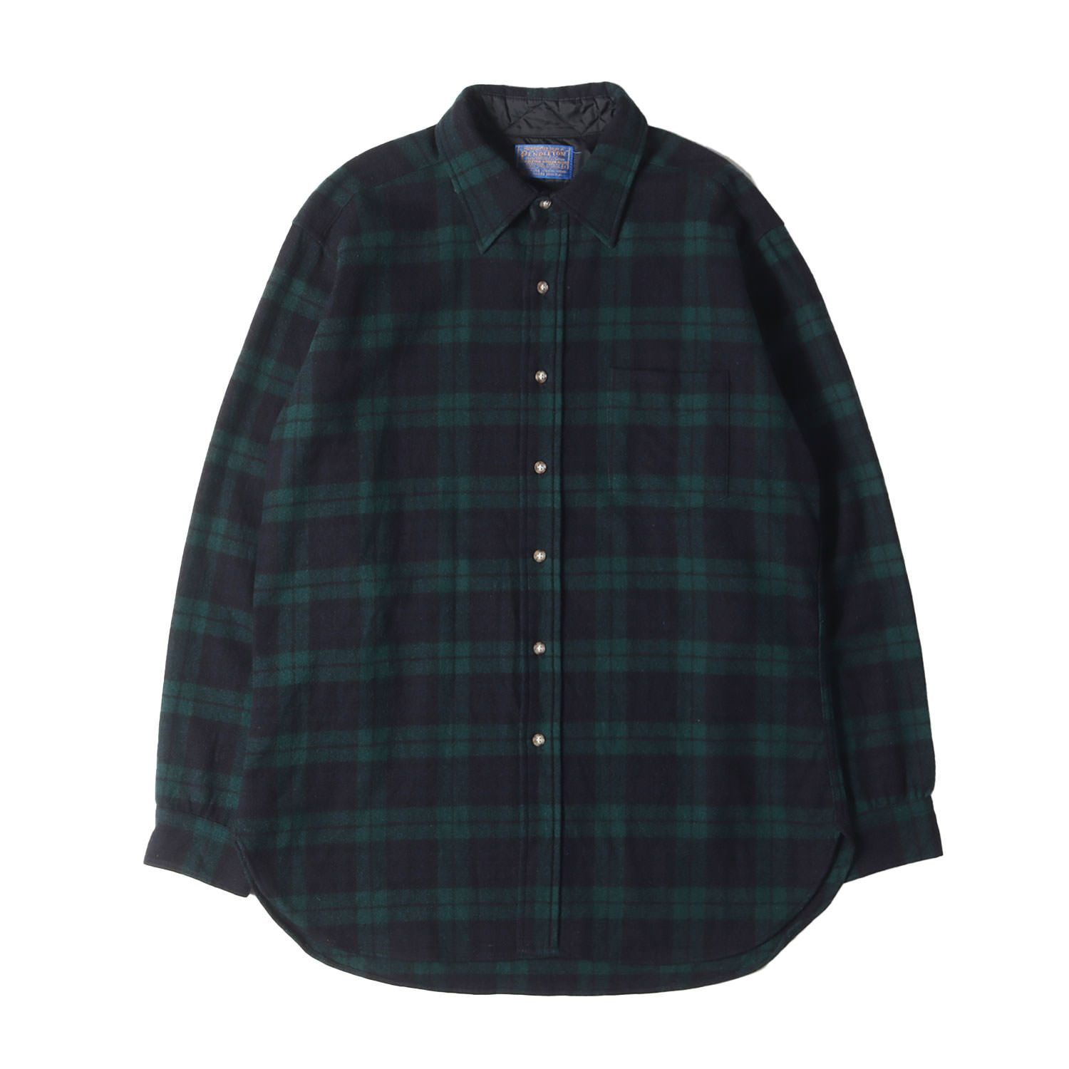 PENDLETON ペンドルトン シャツ サイズ:L 70s ブラックウォッチ ウールシャツ USA製 ネイビー グリーン トップス カジュアルシャツ 長袖【メンズ】