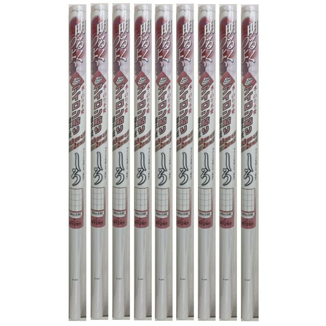 【９本セット】カセン和紙工業株式会社 ２倍強い１．３倍明るいアイロンで貼る障子紙 無地 ９４ｃｍ×３．６ｍ 障子紙２枚分