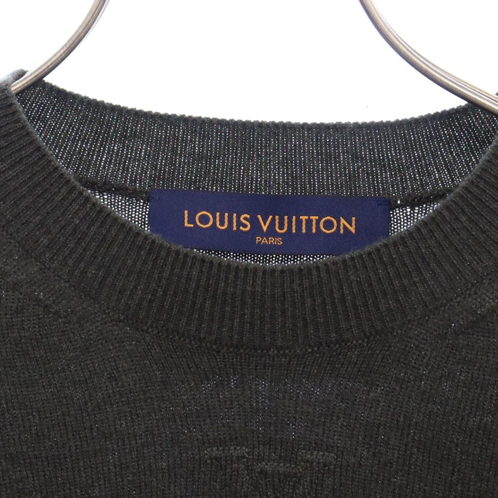 LOUIS VUITTON ルイ・ヴィトン 23aw HMN40W エンボス  カシミヤ シルク クルーネック ニット イエロー系 L【中古】 LOUIS VUITTON (ルイヴィトン) 23AW LVエンボスロゴ カシミヤニット