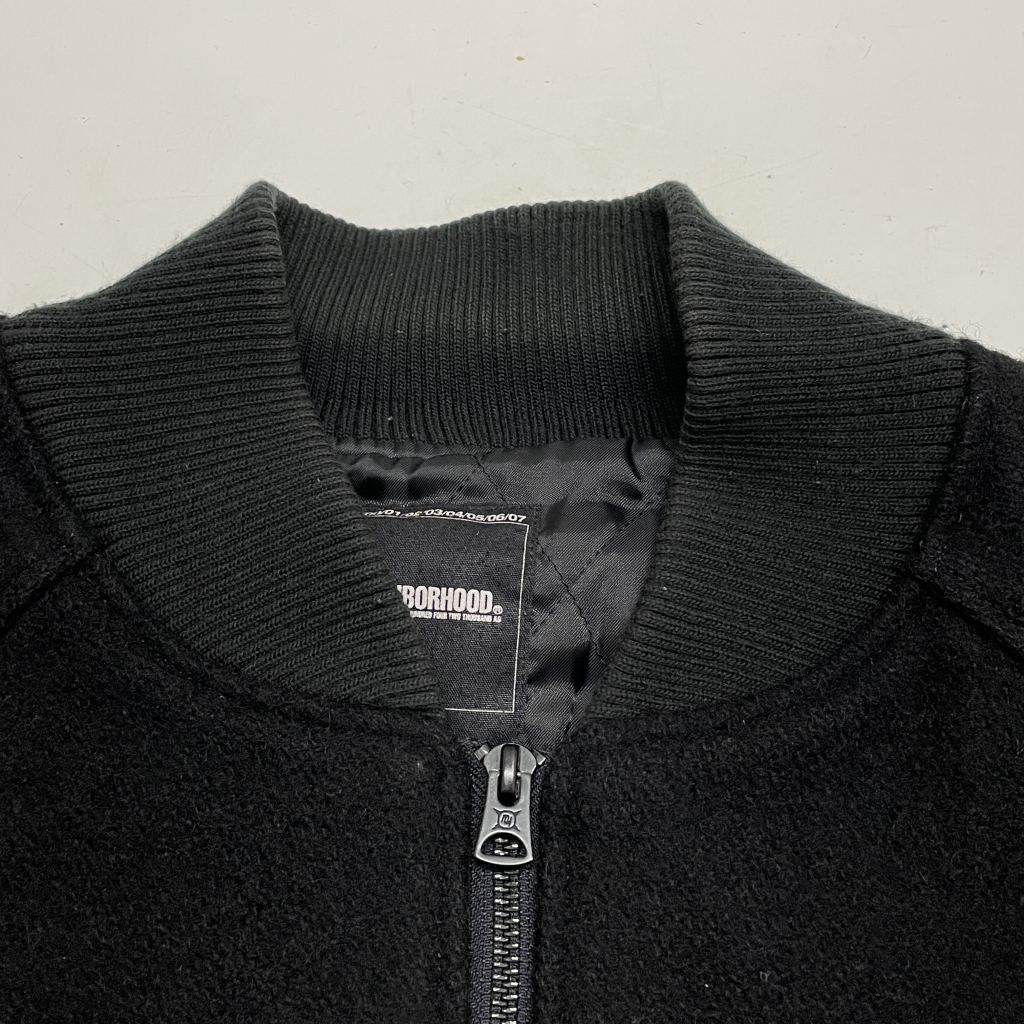 01w-5323 NEIGHBORHOOD × A BATHING APE ネイバーフッド×アベイシングエイプ スタジャン ヤンキース ブラック サイズM メンズ ウール 品 KANDAIZUMI_COM