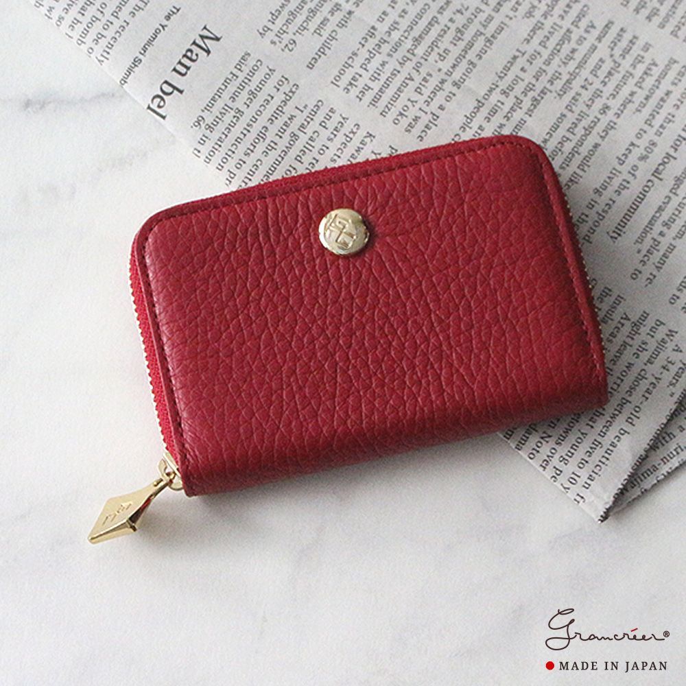 マストアイテムのコインケース／【日本製】イタリア高級シュリンクレザーを使用したコインケース。コンパクトながらカード挿れが2箇所あり使い勝手抜群です。交通系ＩＣカードなどを入れても◎汚れや傷が目立ちにくいシュリンクレザーです。(レッド）  CRAMP / 池之端銀革 ...